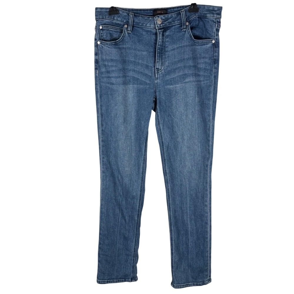 Quince Stretch Mid Rise Slim Straight Jeans Womens 31 Medium Wash Blue